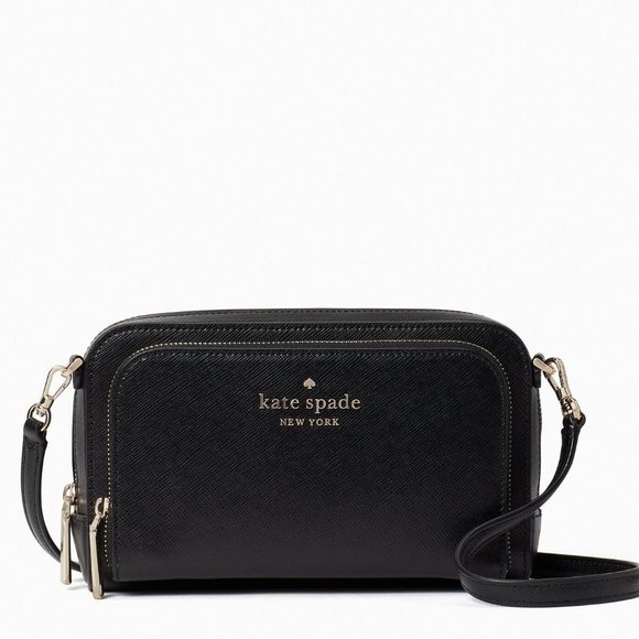 New Kate Spade Staci Dual Zip Around Crossbody Black - Picture 1 of 5